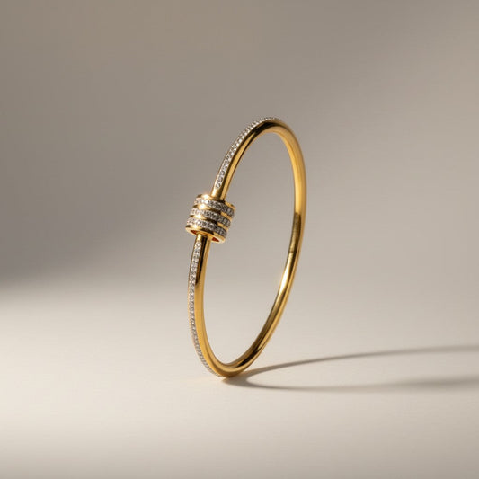 Eve- 18k Gold Plated Bracelet with Zircon scrolls