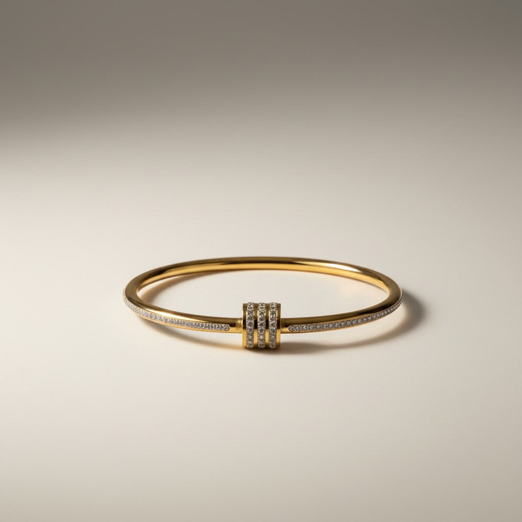 Eve- 18k Gold Plated Bracelet with Zircon scrolls