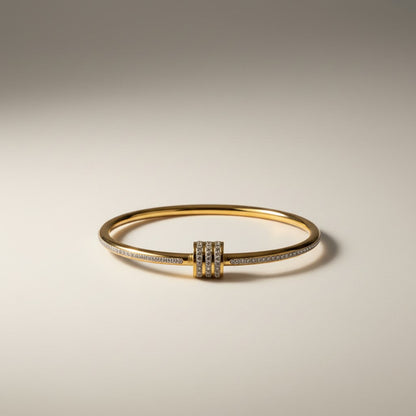 Eve- 18k Gold Plated Bracelet with Zircon scrolls