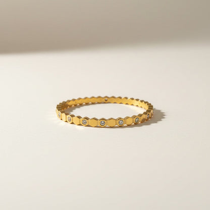 Hannah- Honeycomb Gold Plated Bracelet with Zircon stones