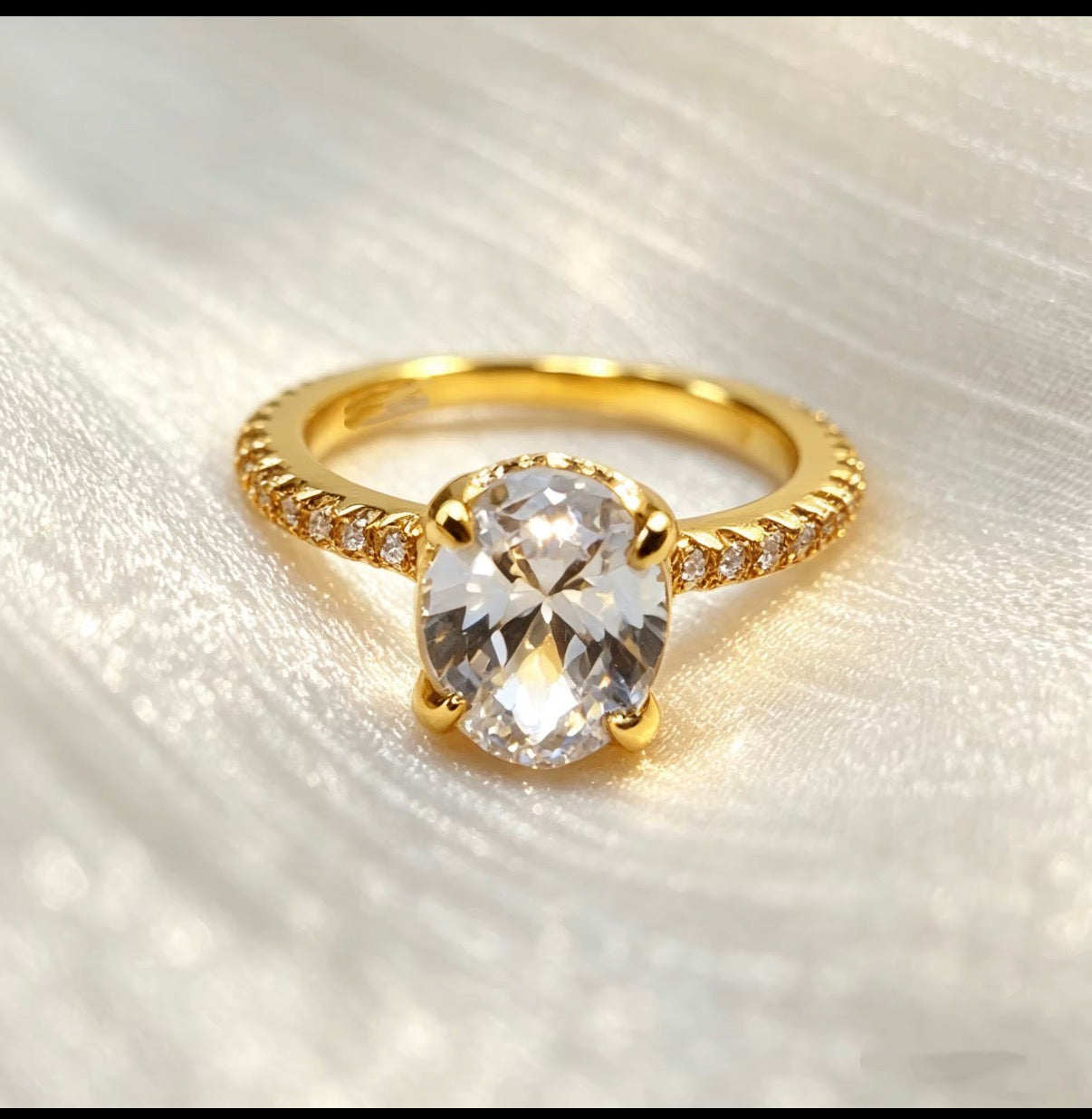 Sasha- Gold Plated Pave band with 2ct Zirconia stone
