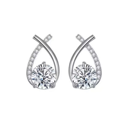 Aliya- 925 Sterling Silver Loop Studs with Zircon Stones