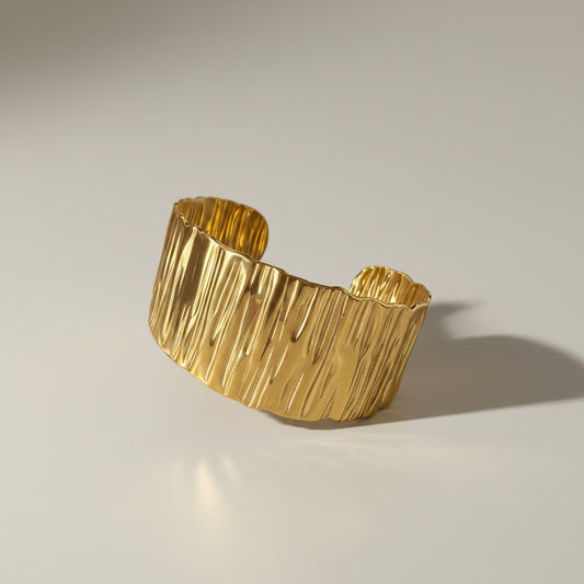 Minal | 18K Gold Plated Textured Cuff Bangle