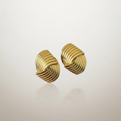 Gaby | 18K Gold Plated Rippled Chunky Ear Studs
