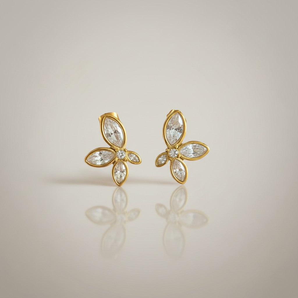 Olive | 18K Gold Plated Marquise style Cut Zirconia Earrings