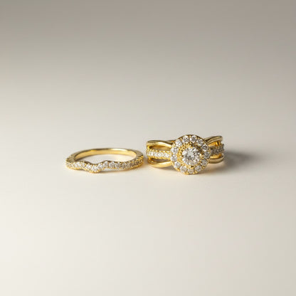 Emma- Gold Plated Zirconium surrounded set of 2 rings
