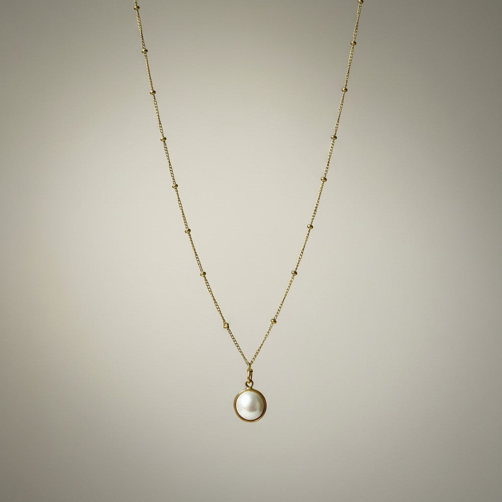 Maya- 18K Gold Plated Pearl and Ball Necklace