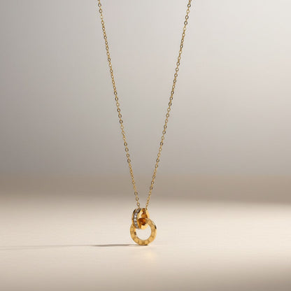 Maxine- 18K Gold Plated Interlocking Circles with Roman Numerals featuring Zircon Crystals