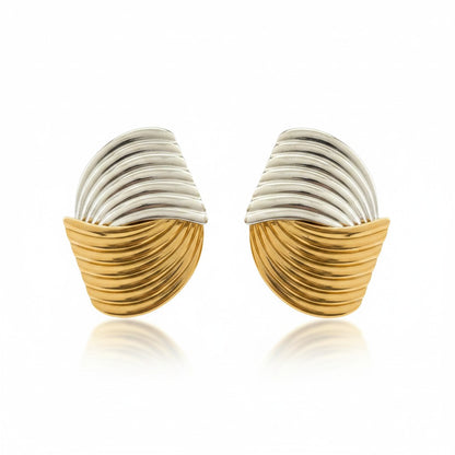Gaby | 18K Gold Plated Rippled Chunky Ear Studs