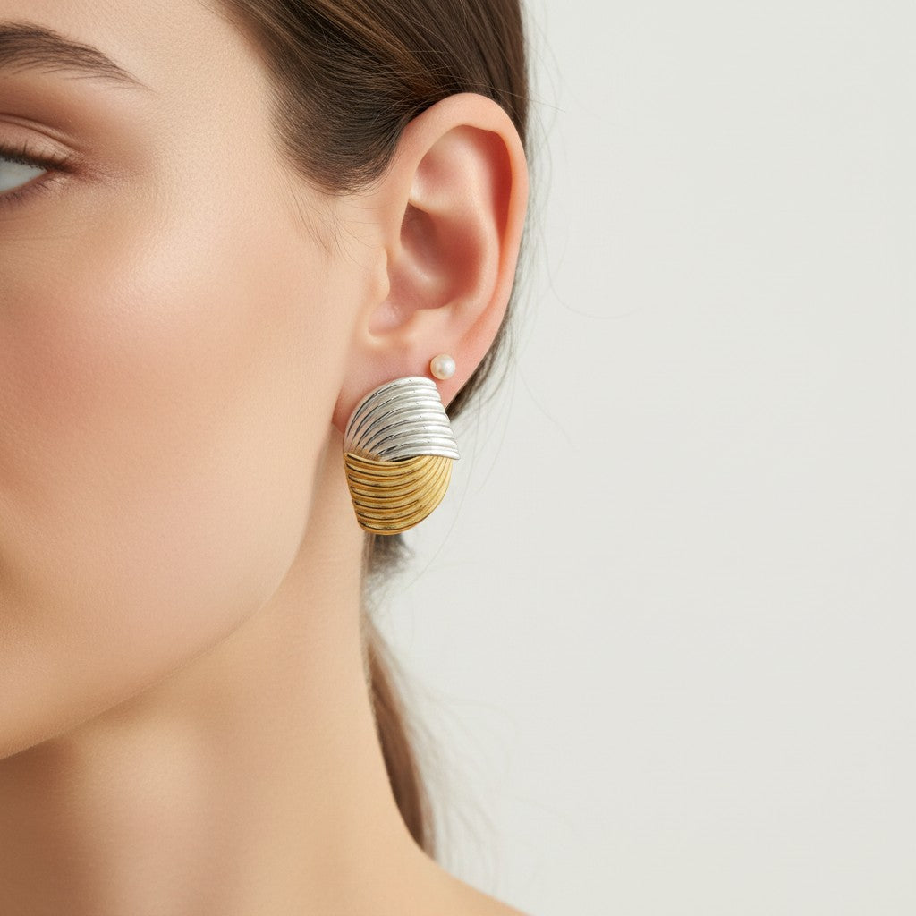 Gaby | 18K Gold Plated Rippled Chunky Ear Studs