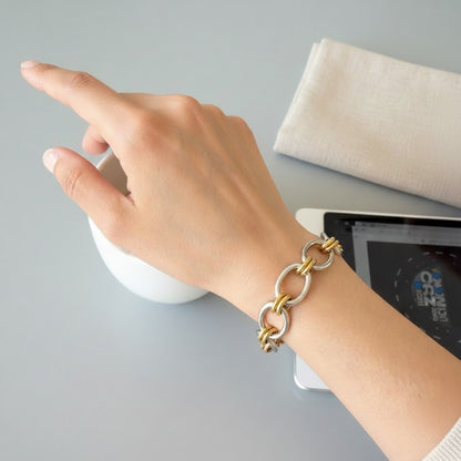 Sanya | Two-Tone Chunky Chain Bracelet | Gold & Stainless Steel