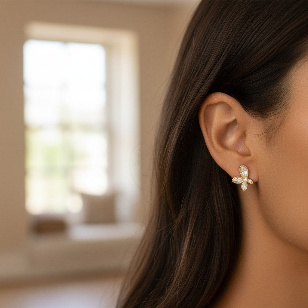Olive | 18K Gold Plated Marquise style Cut Zirconia Earrings
