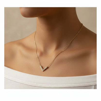 Vicky | 18K Gold Plated Dainty V-Shape Zirconia Pendant Chain