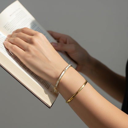 Bianca- Pearlescent White and Gold Plated with Zircon Stones