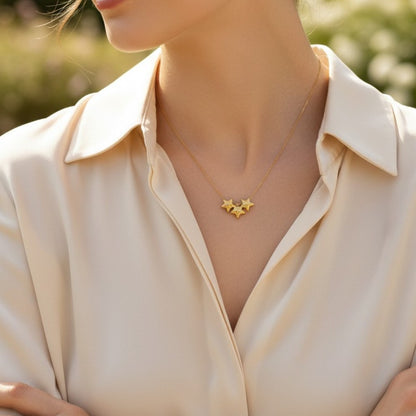 Sayra | 18k Gold & Stainless Steel Sliding Star Charms Necklace