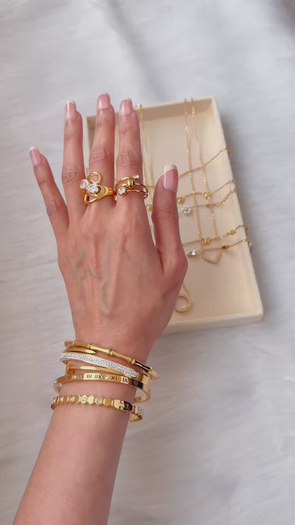 Laila- Gold Plated twisted Bracelet with Zircon Stones