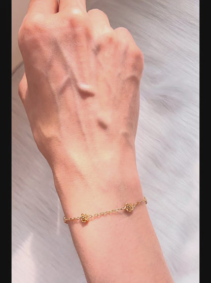 Rosa | 18k Gold Plated Dainty Rose Charm Bracelet